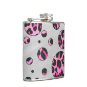 Leopard Polka Dot Black en Hot Pink Print Heupfles (Rechts)