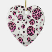 Leopard Polka Dot Black en Hot Pink Print Keramisch Ornament (Rechts)