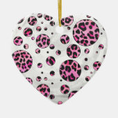 Leopard Polka Dot Black en Hot Pink Print Keramisch Ornament (Voorkant)
