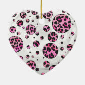 Leopard Polka Dot Black en Hot Pink Print Keramisch Ornament (Achterkant)