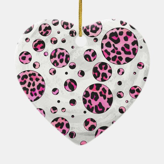 Leopard Polka Dot Black en Hot Pink Print Keramisch Ornament (Achterkant)