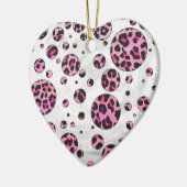 Leopard Polka Dot Black en Hot Pink Print Keramisch Ornament (Links)