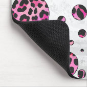 Leopard Polka Dot Black en Hot Pink Print Muismat (Hoek)