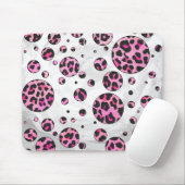 Leopard Polka Dot Black en Hot Pink Print Muismat (Met muis)