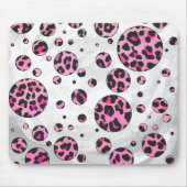 Leopard Polka Dot Black en Hot Pink Print Muismat (Voorkant)