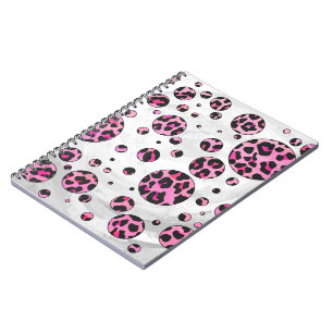 Leopard Polka Dot Black en Hot Pink Print Notitieboek