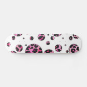 Leopard Polka Dot Black en Hot Pink Print Persoonlijk Skateboard (Horizontaal)