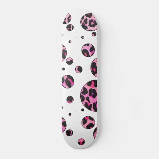 Leopard Polka Dot Black en Hot Pink Print Persoonlijk Skateboard (Voorkant)