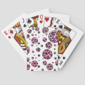 Leopard Polka Dot Black en Hot Pink Print Pokerkaarten (Achterkant)