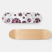 Leopard Polka Dot Black en Hot Pink Print Skateboard (Horizontaal)