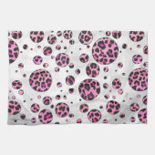 Leopard Polka Dot Black en Hot Pink Print Theedoek (Horizontaal)