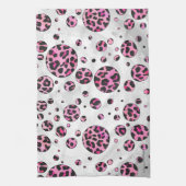 Leopard Polka Dot Black en Hot Pink Print Theedoek (Verticaal)