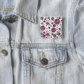 Leopard Polka Dot Black en Hot Pink Print Vierkante Button 5,1 Cm (In situ)