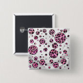 Leopard Polka Dot Black en Hot Pink Print Vierkante Button 5,1 Cm (Voorkant /achterkant)