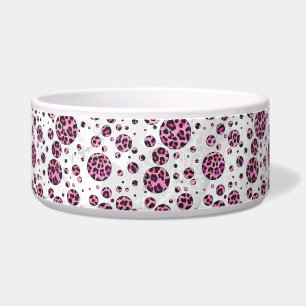 Leopard Polka Dot Black en Hot Pink Print Voerbakje
