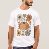 Leopard Pompoen Bloemen Retro Herfst Retro Herfst T-shirt (Voorkant)