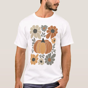 Leopard Pompoen Bloemen Retro Herfst Retro Herfst  T-shirt