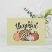 Leopard Pompoen Seizoen Thanksgiving Halloween Her Kaart (Staand voorkant)
