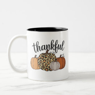 Leopard Pompoen Seizoen Thanksgiving Halloween Her Tweekleurige Koffiemok