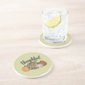 Leopard Pompoen Seizoen Thanksgiving Halloween Her Zandsteen Onderzetter (Zijkant)