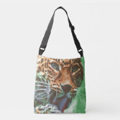 Leopard Portrait Tasche Greenery Crossbody Tas (Voorkant)