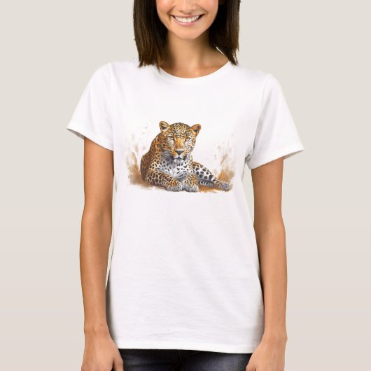 Leopard Portret Dierlijke Kunst T-shirt (Voorkant)
