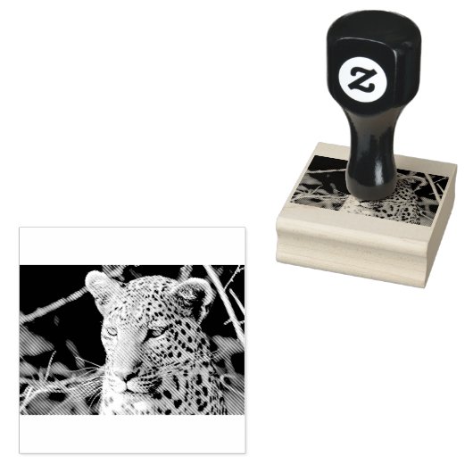 Leopard portret rubberstempel (Gestempeld)