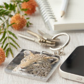 Leopard-portretfoto Sleutelhanger (Voorkant Rechts)