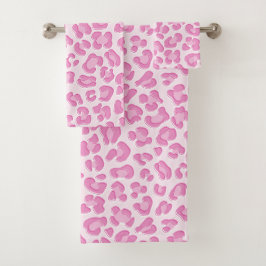Leopard Preppy Pink Line Bad Handdoek