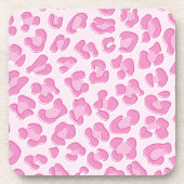 Leopard Preppy Pink Line Bier Onderzetter (Voorkant)