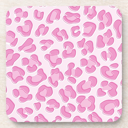 Leopard Preppy Pink Line Bier Onderzetter (Voorkant)