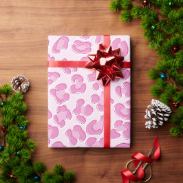 Leopard Preppy Pink Line Cadeaupapier