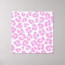 Leopard Preppy Pink Line Canvas Afdruk