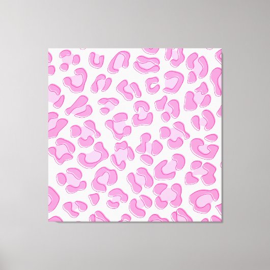 Leopard Preppy Pink Line Canvas Afdruk (Voorkant)