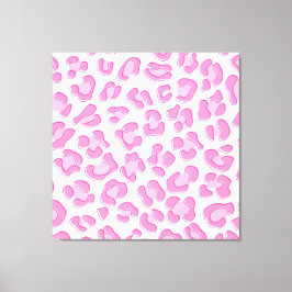 Leopard Preppy Pink Line Canvas Afdruk