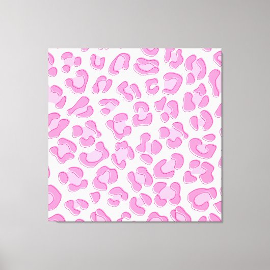 Leopard Preppy Pink Line Canvas Afdruk (Voorkant)