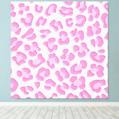 Leopard Preppy Pink Line Canvas Afdruk (Insitu (Houten vloer))