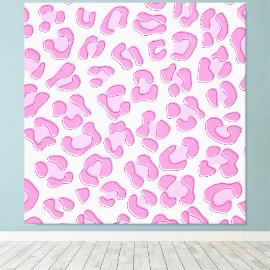 Leopard Preppy Pink Line Canvas Afdruk (Insitu (Houten vloer))