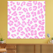 Leopard Preppy Pink Line Canvas Afdruk (Insitu (Woonkamer))