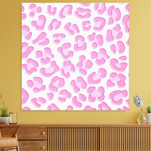 Leopard Preppy Pink Line Canvas Afdruk (Insitu (Woonkamer))