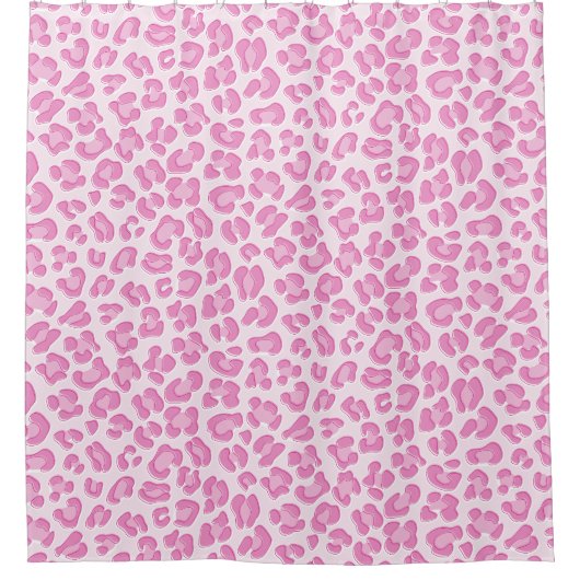 Leopard Preppy Pink Line Douchegordijn (Voorkant)