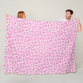 Leopard Preppy Pink Line Fleece Deken