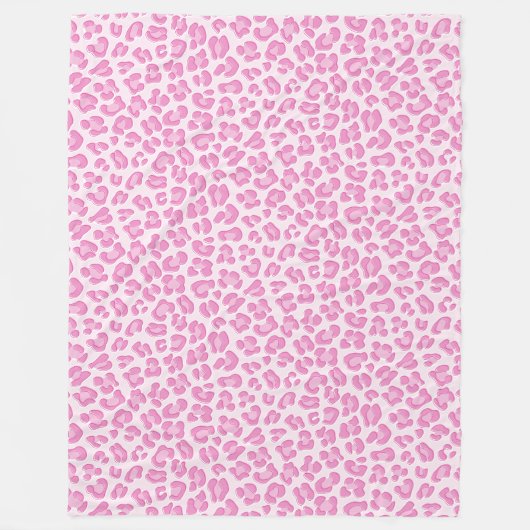 Leopard Preppy Pink Line Fleece Deken (Voorkant)