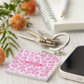 Leopard Preppy Pink Line Sleutelhanger (Voorkant Rechts)