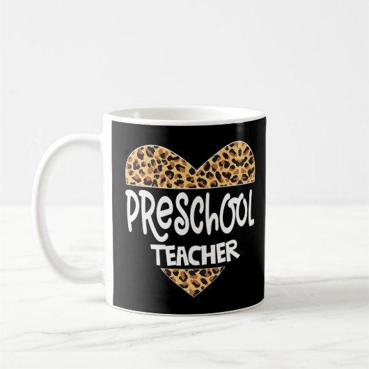 Leopard Preschool leraar Back School Daycare Apper Koffiemok (Links)