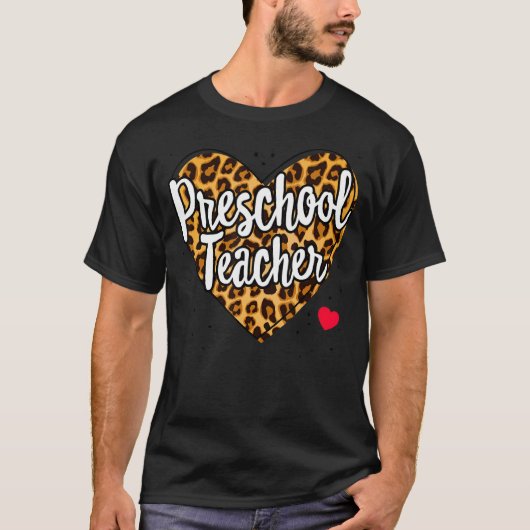 Leopard Preschool leraar Back School Daycare Apper T-shirt (Voorkant)