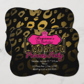 Leopard Prinses Party Gouden Verjaardag Uitnodigin Kaart (Voorkant / Achterkant)
