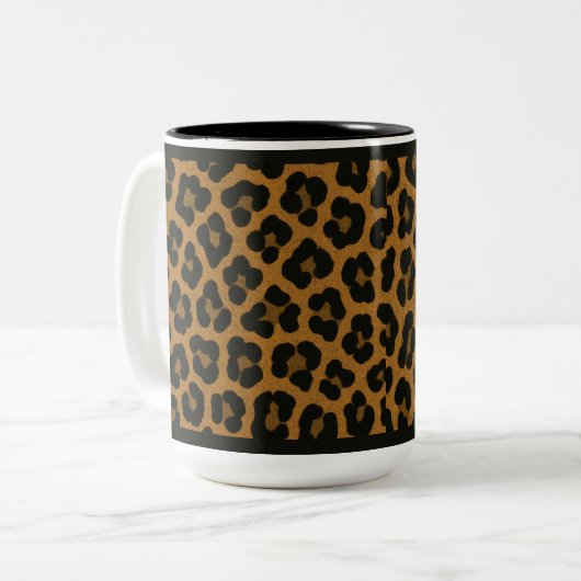 "LEOPARD PRINT" - 15 OZ. COFFEE MUG TWEEKLEURIGE KOFFIEMOK (Voorkant links)