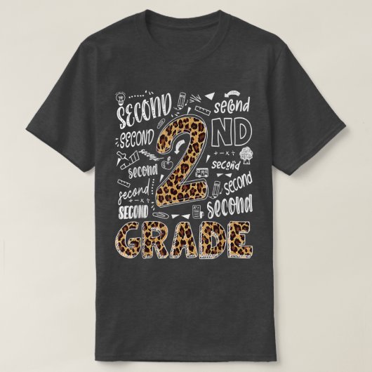 Leopard Print 2e graad Kind Terug naar Schoo T-shirt (Design voorkant)