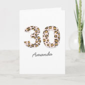 Leopard Print 30 | Modern Cute Name 30th Birthday Kaart (Voorkant)